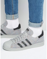 adidas Originals Orignals Superstar 80s Primeknit Sneakers In Gray S75843