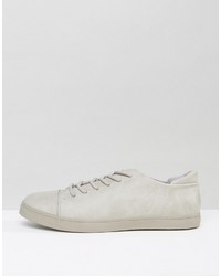 Asos Lace Up Sneakers In Gray With Toe Cap