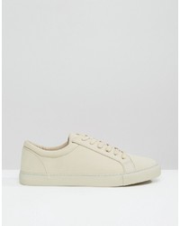 Asos Lace Up Sneakers In Stone