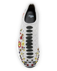 Fendi Marie Embroidered Knit Trainer Sneaker