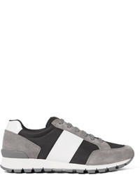 Prada Match Race Panelled Suede Mesh And Neoprene Sneakers