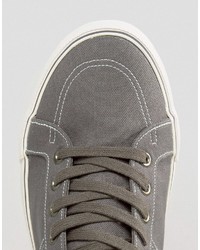 Asos Mid Top Skater Sneakers In Gray Canvas