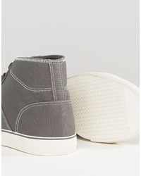Asos Mid Top Skater Sneakers In Gray Canvas