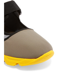Marni Paneled Neoprene And Mesh Sneakers Gray