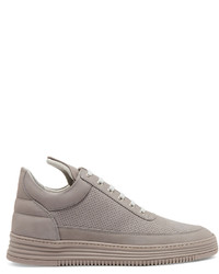 Filling Pieces Perforated Low Top Nubuck Leather Trainers