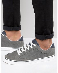 Pull&Bear Perforated Sneakers In Dark Gray
