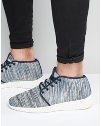 Pull&Bear Sneakers In Blue With Knitted Stripes