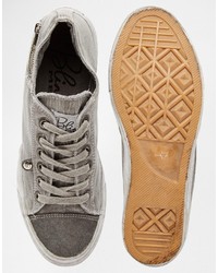 Bronx Washed Canvas Sneakers In Gray