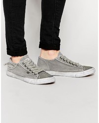 Bronx Washed Canvas Sneakers In Gray