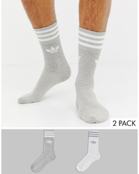 adidas Originals 2 Pack Socks Grey White