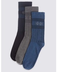 Marks and Spencer 3 Pairs Of Cotton Rich Non Elastic Socks
