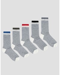 Asos Boot Socks With Contrast Welt 5 Pack