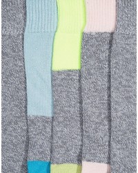 Asos Boot Socks With Neon Pastel Panels 5 Pack