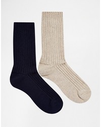 Asos Brand Socks 2 Pack With Fluffy Yarn