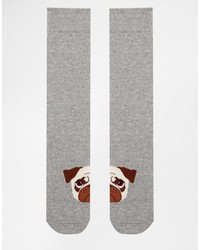 Asos Brand Socks 3 Pack With Dog Faces Design