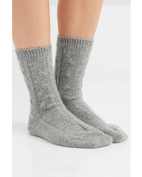 Johnstons of Elgin Cable Knit Cashmere Socks Gray