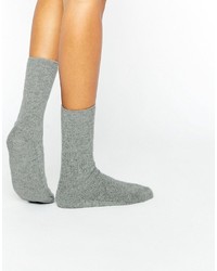 Johnstons of Elgin Gray Cashmere Ankle Socks