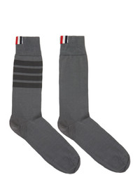 Thom Browne Grey 4 Bar Mid Calf Socks