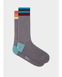 Paul Smith Grey Artist Stripe Cuff Odd Socks