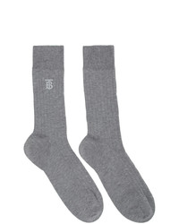 Burberry Grey Embroidered Monogram Socks