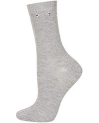 Topshop Grey Heart Stud Ankle Socks