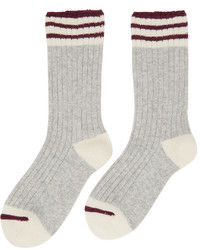 Brunello Cucinelli Grey Rib Knit Cashmere Socks