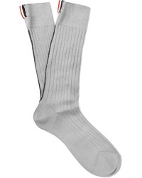 Thom Browne Ribbed Cotton Over The Calf Socks