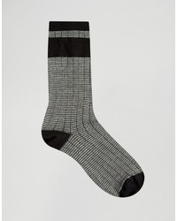 Asos Smart Socks With Grid Design And Roll Top 3 Pack