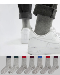 ASOS DESIGN Socks In Grey Marl With Contrast Welts 7 Pack