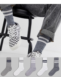 ASOS DESIGN Sports Socks With Grey Marl 5 Pack