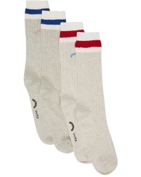 SOCKSSS Two Pack Gray Beige Socks