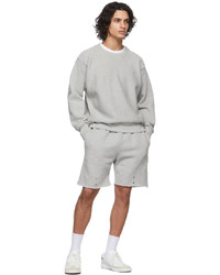 Les Tien Grey Snap Front Shorts