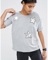 Asos T Shirt With Sequin Star Badges
