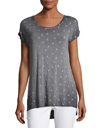 Neiman Marcus Star Print Lattice Back T Shirt