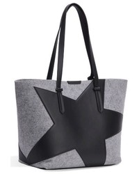 Grey Star Print Tote Bag