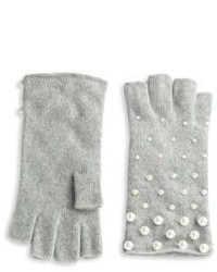 Portolano Fingerless Pearly Studded Cashmere Gloves