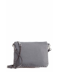 Grey Studded Nylon Crossbody Bag