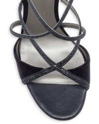 Rene Caovilla Crystal Studded Velvet Sandals