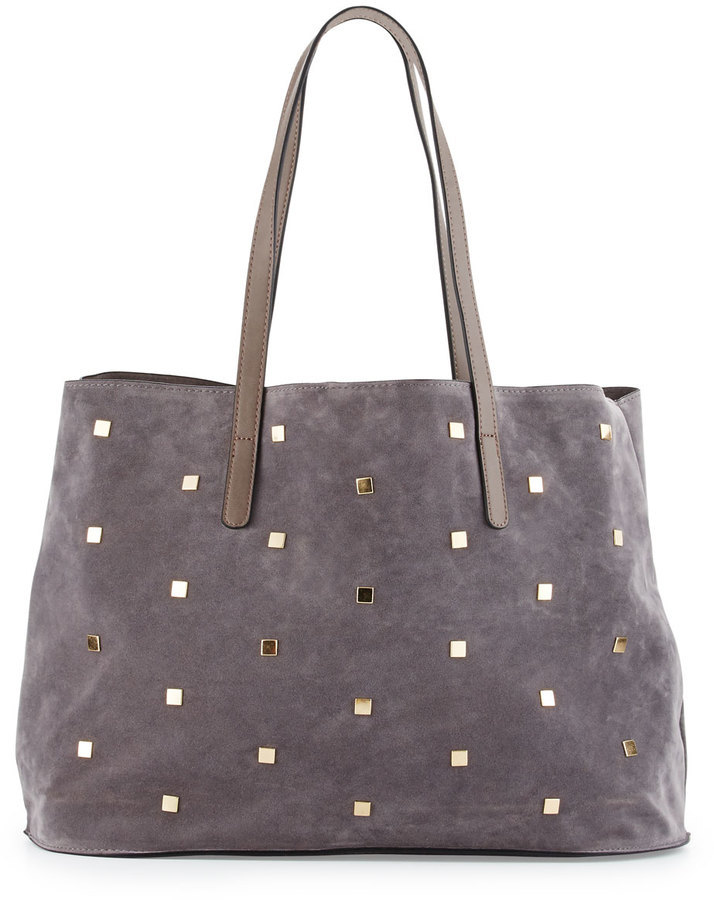 grey suede tote bag