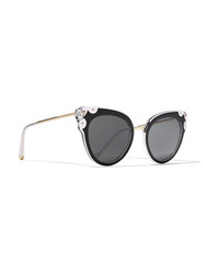 Dolce & Gabbana Cat Eye Studded Gold Tone And Acetate Sunglasses
