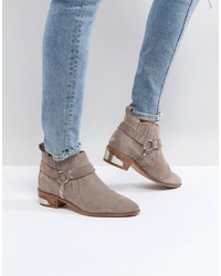Office Atlas Taupe Suede Western Ankle Boots