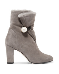 Jimmy Choo Bethanie 85 Shearling Lined Suede Ankle Boots