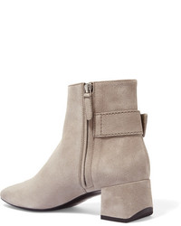 Tod's Buckled Suede Ankle Boots Stone