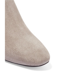 Tod's Buckled Suede Ankle Boots Stone