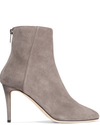 Jimmy Choo Duke 85 Suede Ankle Boots Light Gray