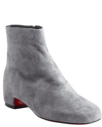 Christian Louboutin Grey Suede Side Zip Ankle Boots