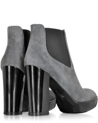 Hogan Opty Dark Gray Suede Ankle Boots