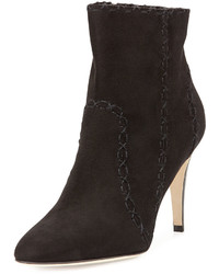 Manolo Blahnik Rubio Cross Stitched Suede Ankle Boot