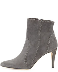 Manolo Blahnik Rubio Cross Stitched Suede Ankle Boot