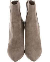 Sergio Rossi Suede Pointed Toe Ankle Boots